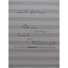 GIGOUT Eugène Petite Pièce Manuscrit Violon Alto