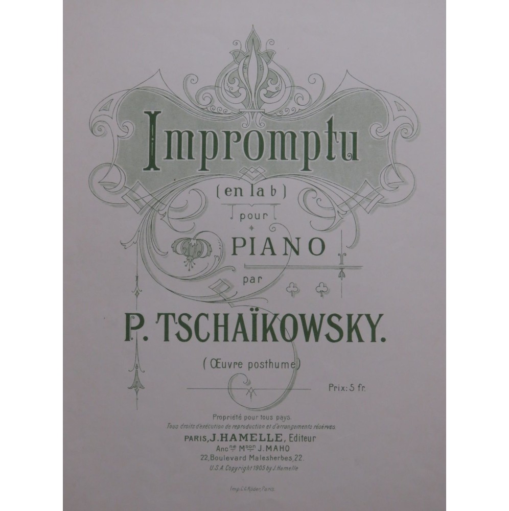 TSCHAÏKOWSKY P. Impromptu Piano 1905