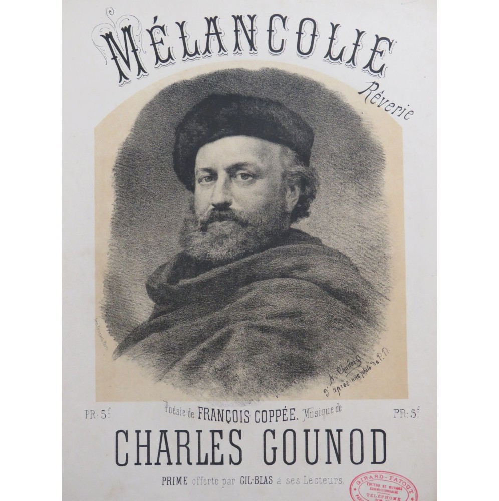 GOUNOD Charles Mélancolie Chant Piano XIXe siècle