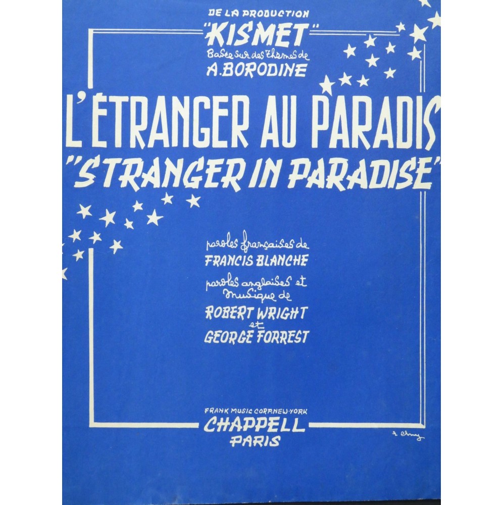 WRIGHT Robert FORREST George L'Étranger au Paradis Chant Piano 1953