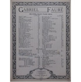 FAURÉ Gabriel Pelléas et Mélisande Suite op 80 Piano 1921
