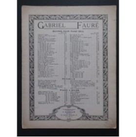 FAURÉ Gabriel Pelléas et Mélisande Suite op 80 Piano 1921