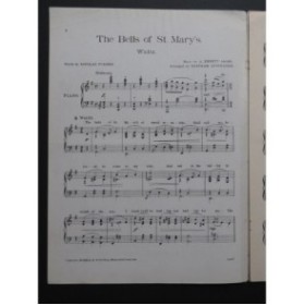 EMMET ADAMS A. The Bells of St Mary's Waltz Piano 1919