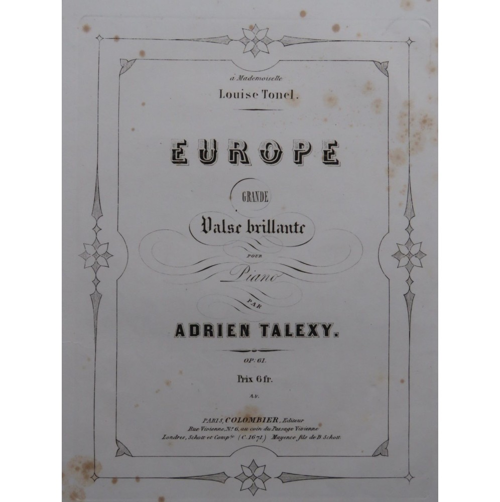TALEXY Adrien Europe Piano ca1855