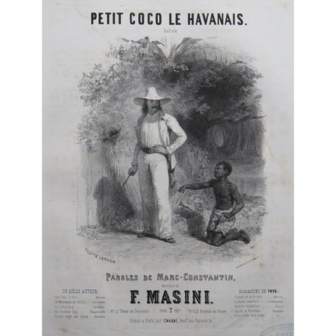 MASINI F. Petit coco le Havanais Chant Piano ca1840