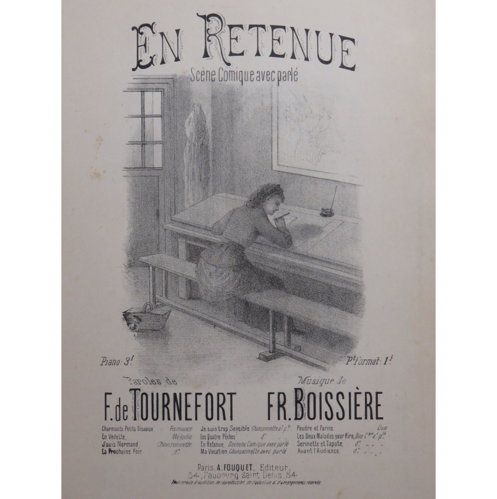 BOISSIÈRE Frédéric En retenue Chant Piano ca1880