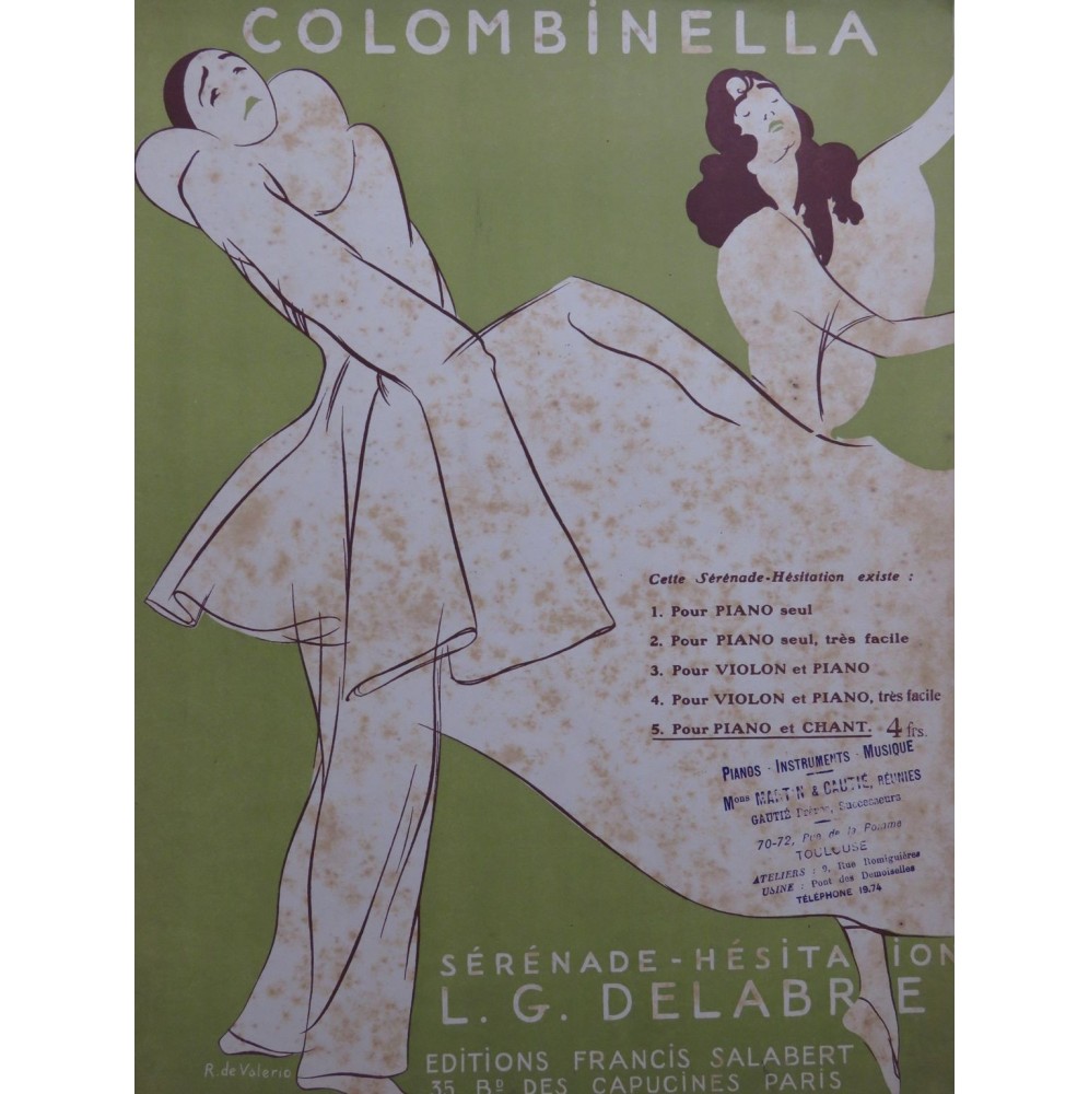 DELABRE L. G. Colombinella Chant Piano 1921