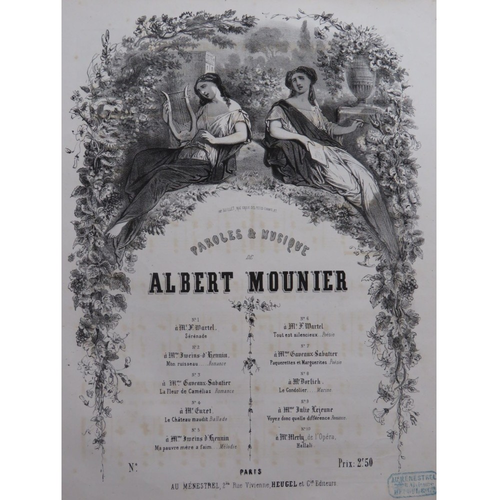 MOUNIER Albert Paquerettes et Marguerites Chant Piano ca1840