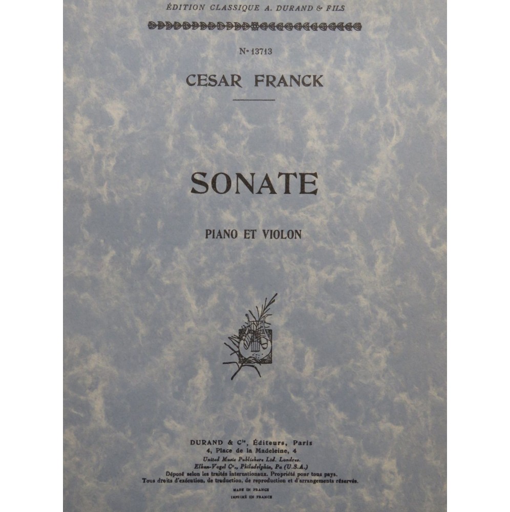 FRANCK César Sonate Piano Violon 1969