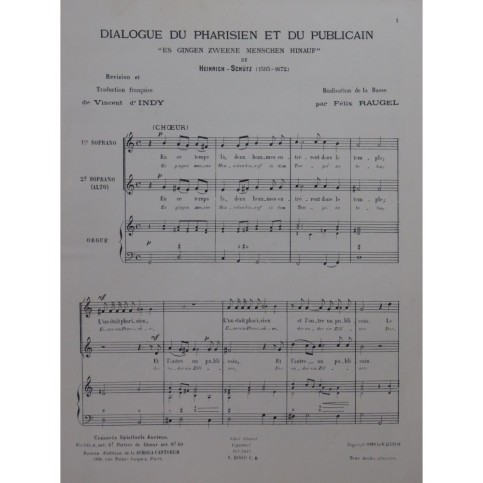 SCHÜTZ Heinrich Dialogue du Pharisien et du Publicain Chant Orgue 1919