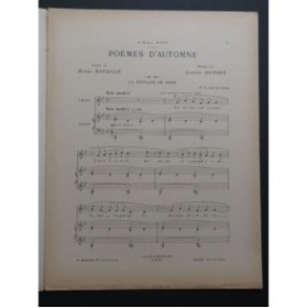 DUPONT Gabriel Poèmes d'Automne No 4 Chant Piano 1920