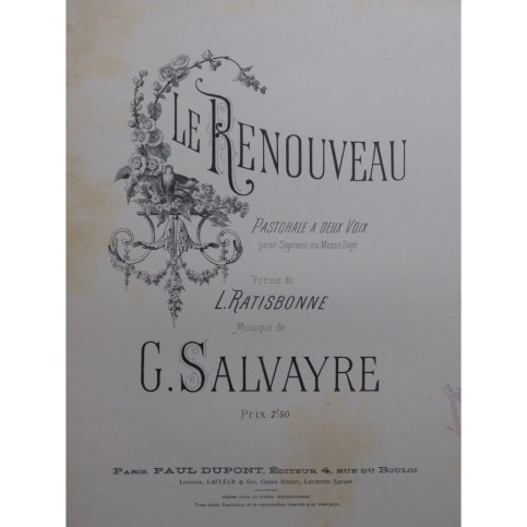 SALVAYRE Gaston Le Renouveau Chant Piano