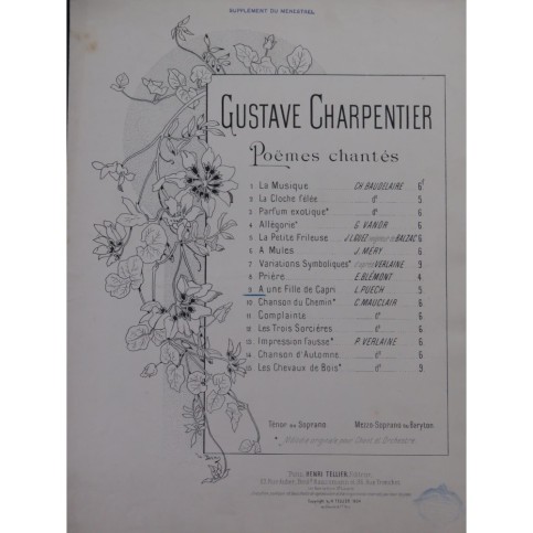 CHARPENTIER Gustave A une Fille de Capri Chant Piano 1894