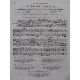 ARNE Rule Britannia Chant Piano XIXe