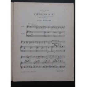 MAZELLIER Jules Viens Ma Mie ! Chant Piano 1903
