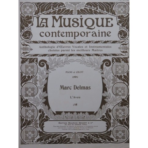 DELMAS Marc L'Aveu Chant Piano 1913