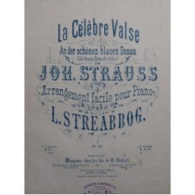 STRAUSS Johann An der Schönen blauden Donau Piano ca1875