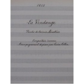 COLLIN Lucien La Vendange Manuscrit Chant Piano 1917