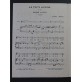 LEHAR Franz La Veuve Joyeuse No 7 Chanson de Vilya Piano Chant 1909