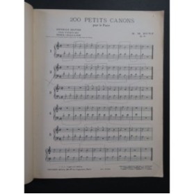 KUNZ K. M. 200 Petits Canons à deux parties Piano 1933