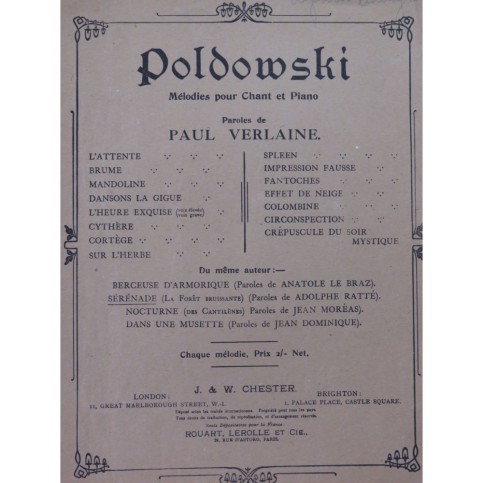 POLDOWSKI Sérénade Chant Piano 1914