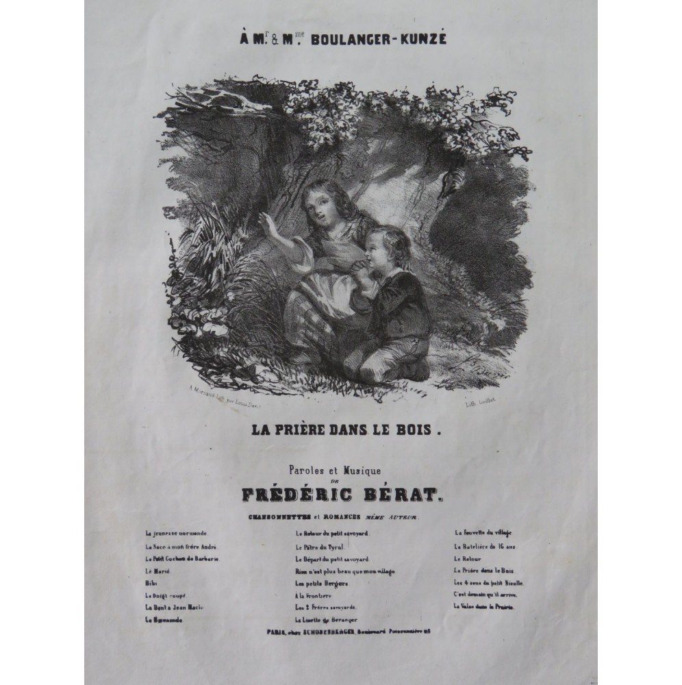 BÉRAT Frédéric La Prière dans le Bois Chant Piano ca1840