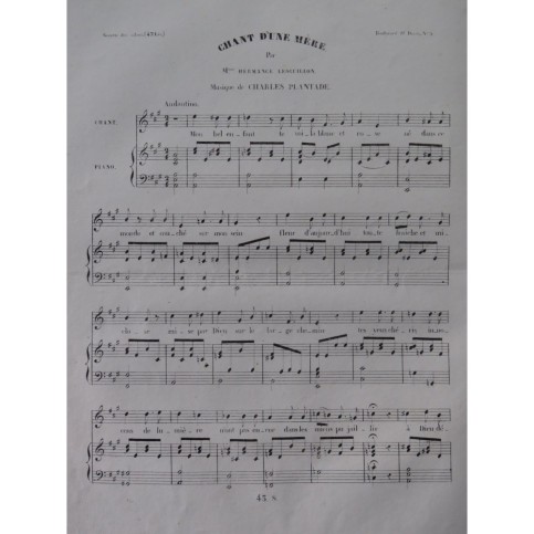 PLANTADE Charles Chant d'une mère Chant Piano ca1830