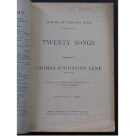 ARNE Thomas Augustine Twenty Songs Chant Piano