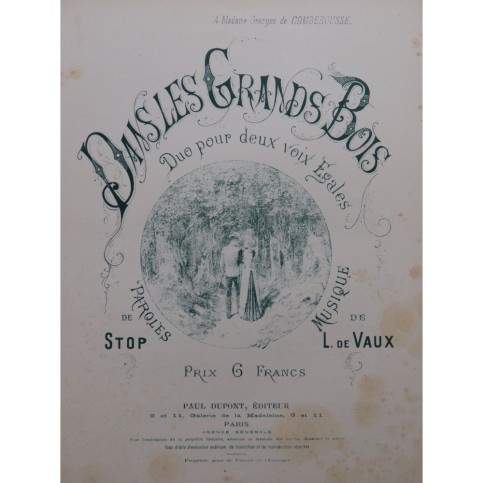 DE VAUX Ludovic Dans les grands bois Chant Piano ca1920