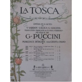 PUCCINI Giacomo La Tosca Prière de Tosca Chant Piano 1908