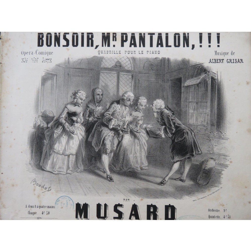 MUSARD Bonsoir Mr Pantalon Quadrille Piano ca1850