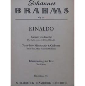 BRAHMS Johannes Rinaldo Kantate von Goethe Piano Chant