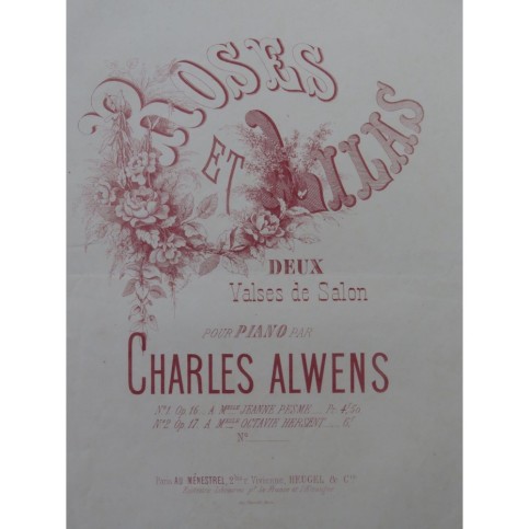 ALWENS Charles Roses et Lilas No 1 Valse de Salon Piano 1864