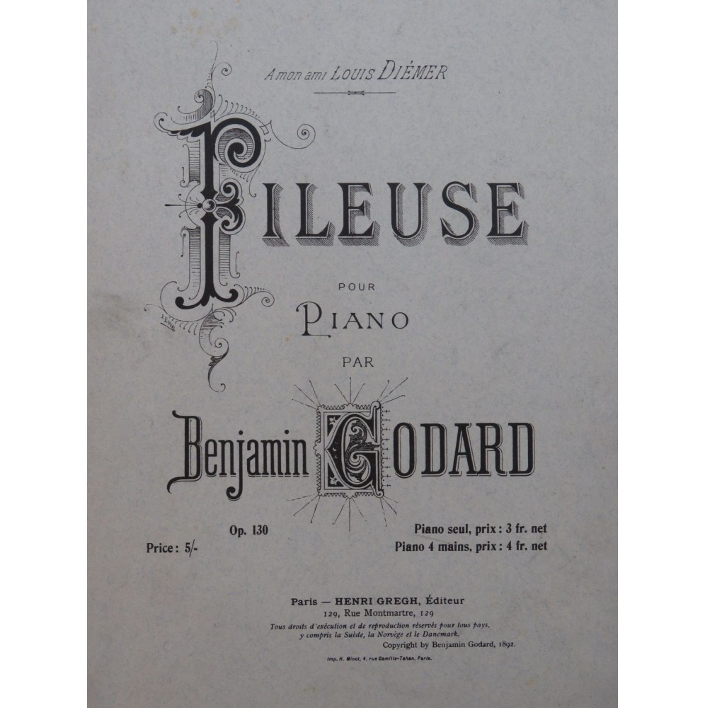 GODARD Benjamin Fileuse op 130 Piano 1905