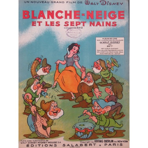 CHURCHILL Frank Blanche Neige et les Sept Nains Chant Piano ca1950
