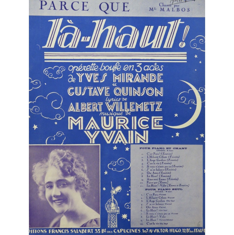 YVAIN Maurice Parce Que Chant Piano 1923