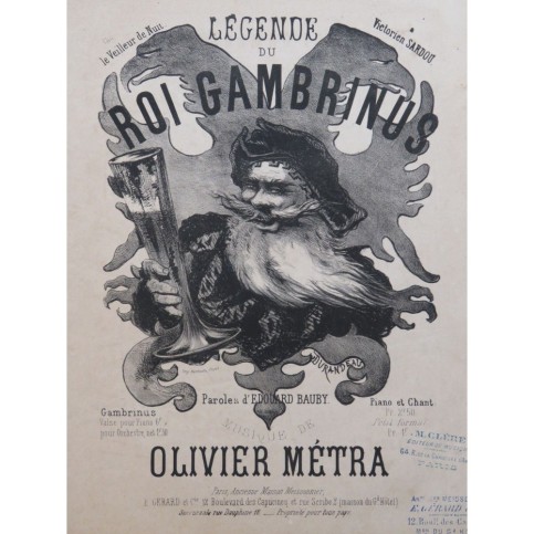 MÉTRA Olivier Roi Gambrinus Chant Piano ca1870