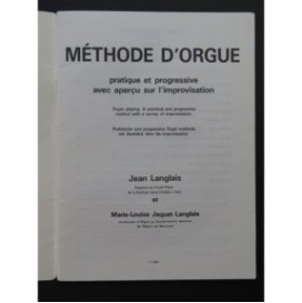 LANGLAIS Jean Méthode d'Orgue 1984