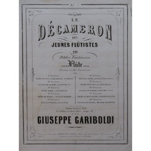 GARIBOLDI Giuseppe Le Décameron No 7 Flûte solo ca1858