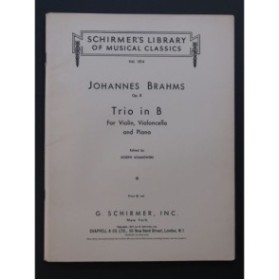 BRAHMS Johannes Trio in B Piano Violon Violoncelle 1927