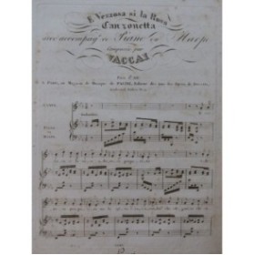 VACCAI Nicola E Vezzosa si la Rosa Chant Piano ou Harpe ca1820