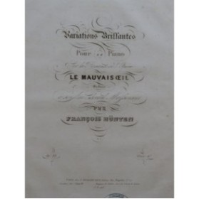 HÜNTEN François Variations sur le mauvais oeil Piano ca1837