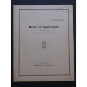 DAUTREMER Marcel Récit et Impromptu Clarinette et Piano 1945