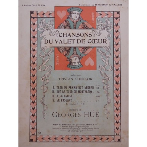 HÜE Georges Sur la Tour de Montlhéry Chant Piano 1912
