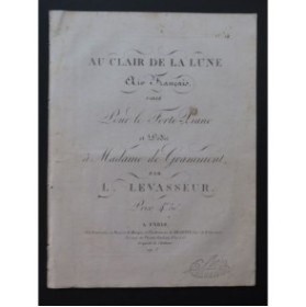 LEVASSEUR Louis Au Clair de la Lune Piano ca1820