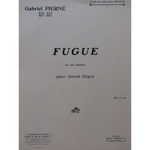 PIERNÉ Gabriel Fugue Orgue