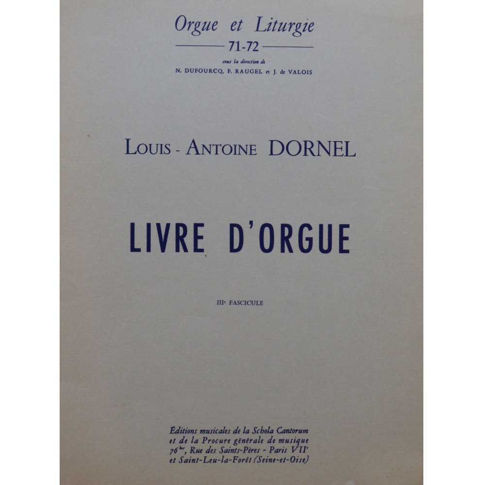 DORNEL Louis-Antoine Livre d'Orgue 3e Fascicule Orgue
