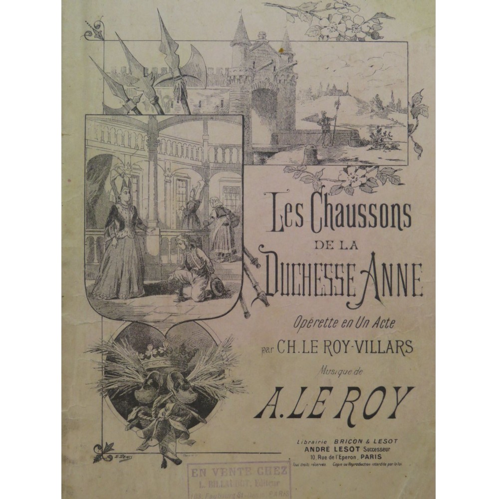 LEROY A. Les Chaussons de la Duchesse Anne Chant Piano