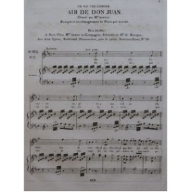 MOZART W. A. Don Juan No 5 Air Chant Piano ca1800