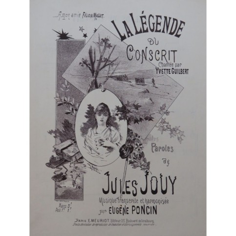 PONCIN Eugène La légende du Conscrit Chant Piano ca1885